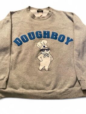Men’s Vintage 90s Trademarks Pillsbury Doughboy Gray Sweatshirt Size L